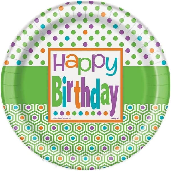 Unique Party Polka Dot Birthday Party Plates (Pack of 8) Citrus One Size