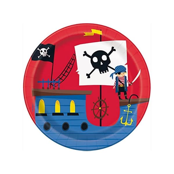 Unique Party Pirate Ship Disposable Plates (Pack of 8) Red/Blue/Black One Size