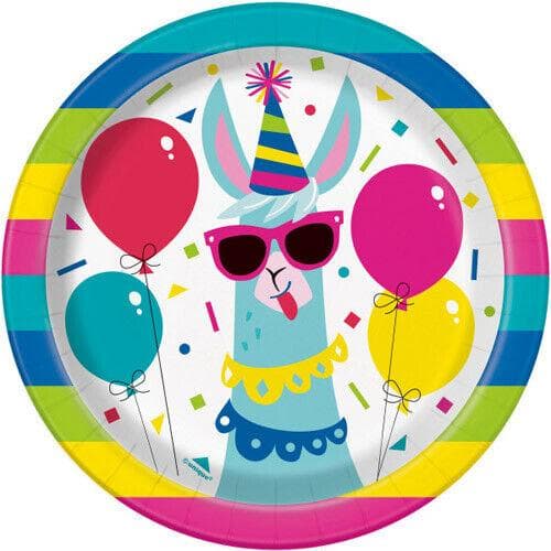 Unique Party Lama-desserttallerken (pakke med 8) Multicoloured One Size