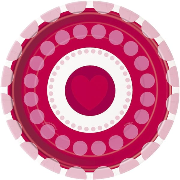 Unique Party Radiant Heart Valentine Party Plates (Pack of 8)