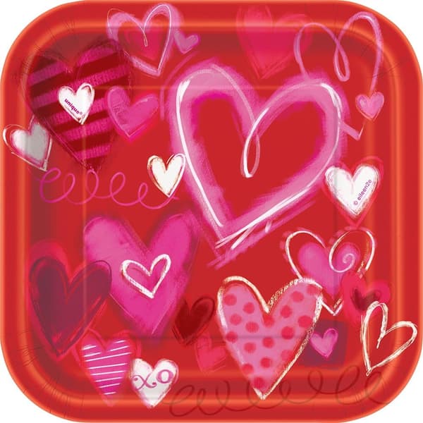 Unique Party Hjerter valentinstallerkener (pakke med 10)