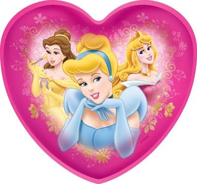 Engangstallerkener disney prinsesser 8 stk hjerteformede