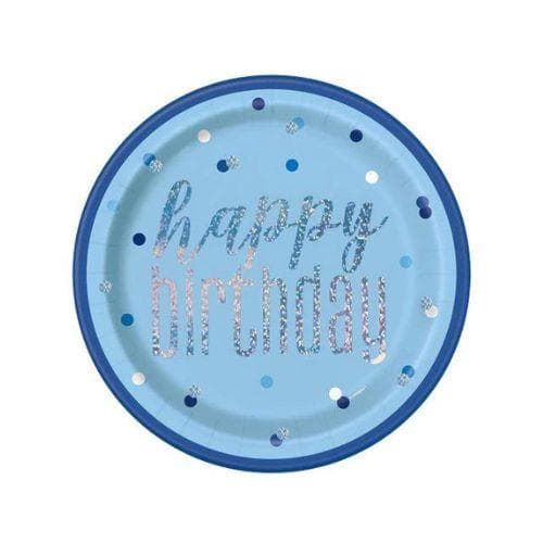 Unique Party Paper Glitz Disposable Plates (Pack of 8) Blue One Size