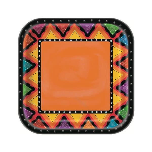 Unique Party Mexican Disposable Plates (Pack of 8) Orange/Yellow/Black One Size