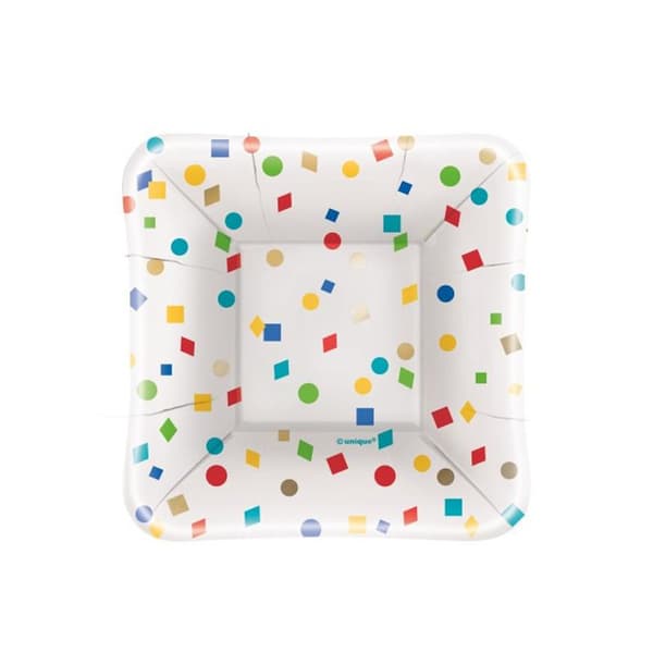 Unique Party Paper Confetti Appetiser Plates (Pack of 8) White/Red/Green One Size