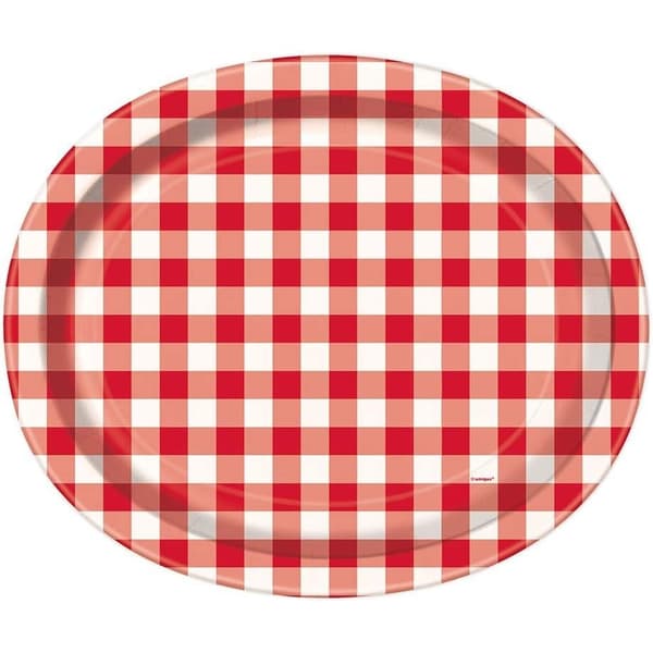 Unique Party Engångstallrikar av papper Gingham Summer (8-pack) Red/White One Size