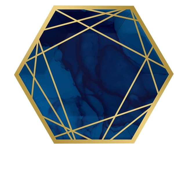 Creative Paper Octagon Disposable Plates (Pack of 8) Blue/Gold One Size