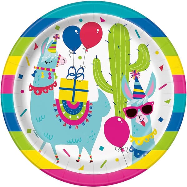 Unique Party Western Llama Dinner Plate (Pack of 8) Multicoloured One Size