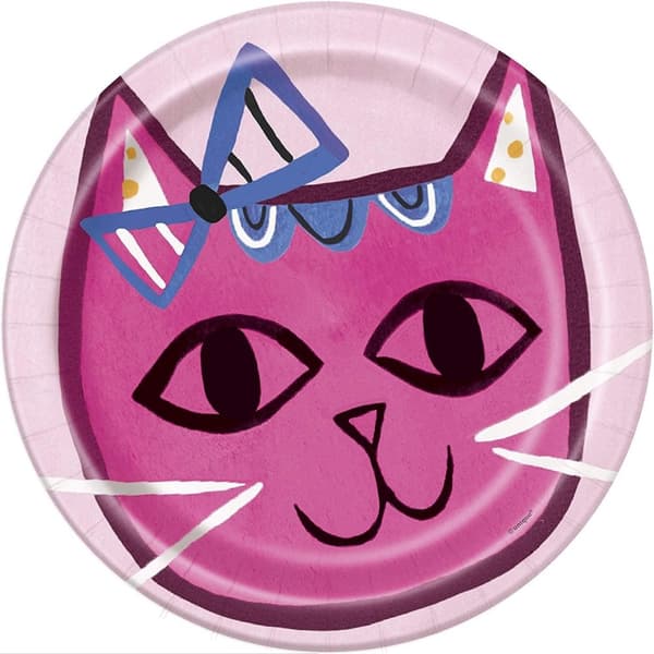 Unique Party Paper Cat Party Plates (Pack of 8) Pink One Size