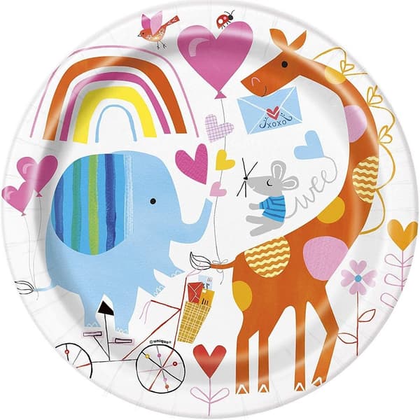 Unique Party Zoo Baby Shower Party Plates (Pack of 8) Multicoloured One Size