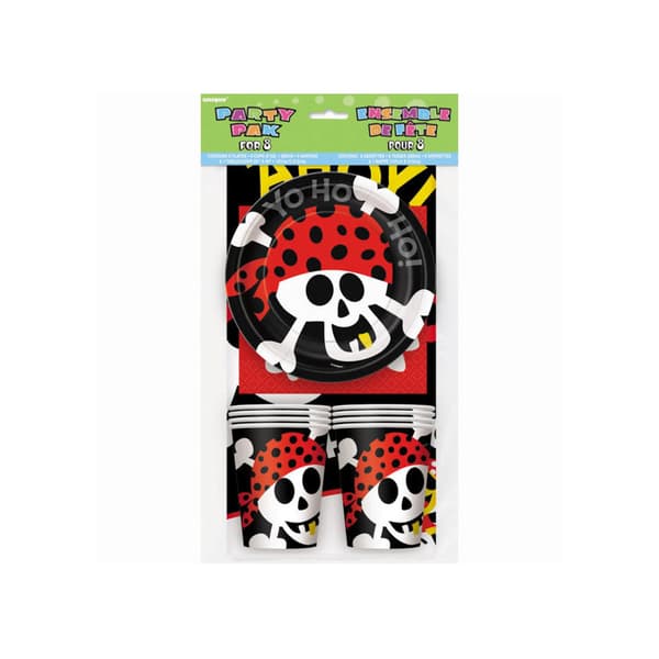 Unique Party Pirate Party Kit (Pack of 25) Black/Red/White One Size
