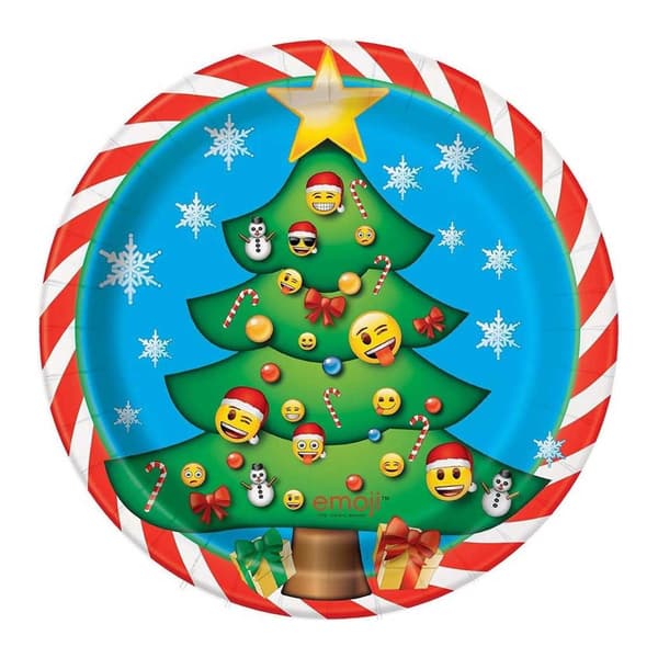 Unique Party Emoji Christmas Party Plates (Pack of 8) Multicoloured One Size