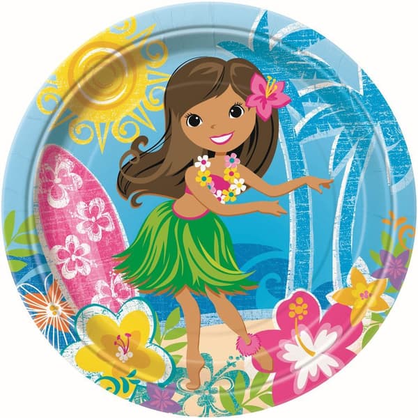 Unique Party Paper Hawaiian Party Plates (Pack of 8) Multicoloured One Size