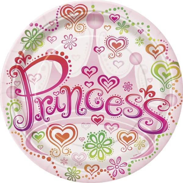 Unique Party Princess Diva Party Plates (Pack of 8) Pink/Green One Size