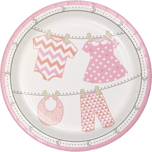 Creative Party Bundle Of Joy Paper Party Plates (Pack of 8) White/Pink One Size