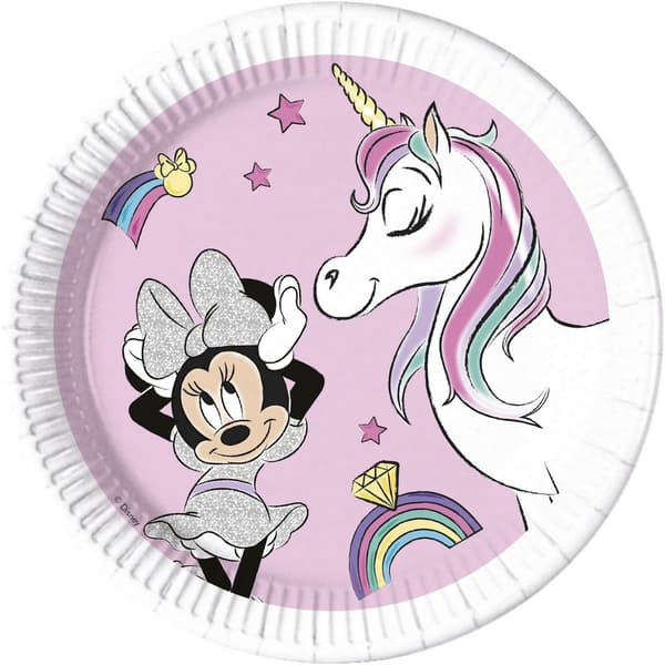 Disney Minnie Mouse Unicorn Dreams Paper Plate (Pack Of 8) Pink/White One Size