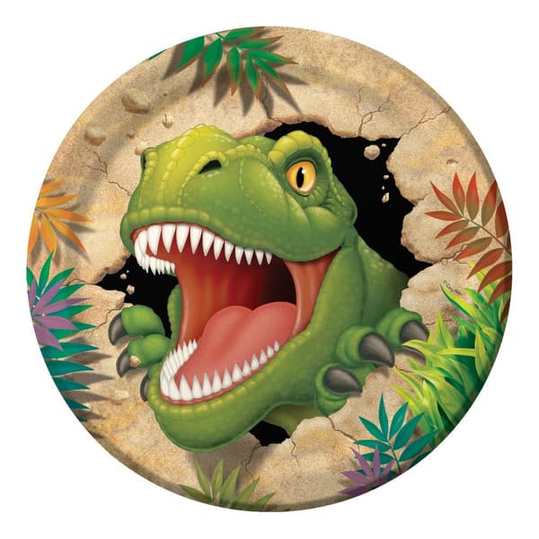 Creative Party Paper Dinosaur Dinner Plate (Pack of 8) Multicoloured One Size