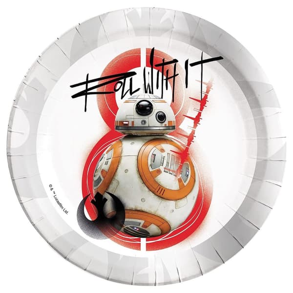 Star Wars Roll With It Party Plates (Pack of 8) White/Orange/Black One Size