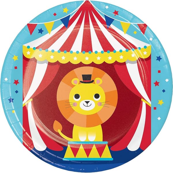 Creative Party Paper Circus Animal Party Plates (Pack of 8) Multicoloured One Size