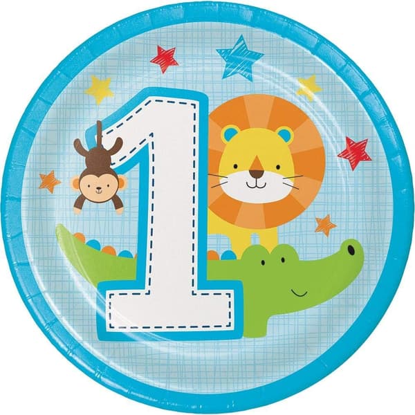 Creative Converting Paper Zoo Animals Disposable Plates (Pack of 8) Blue One Size