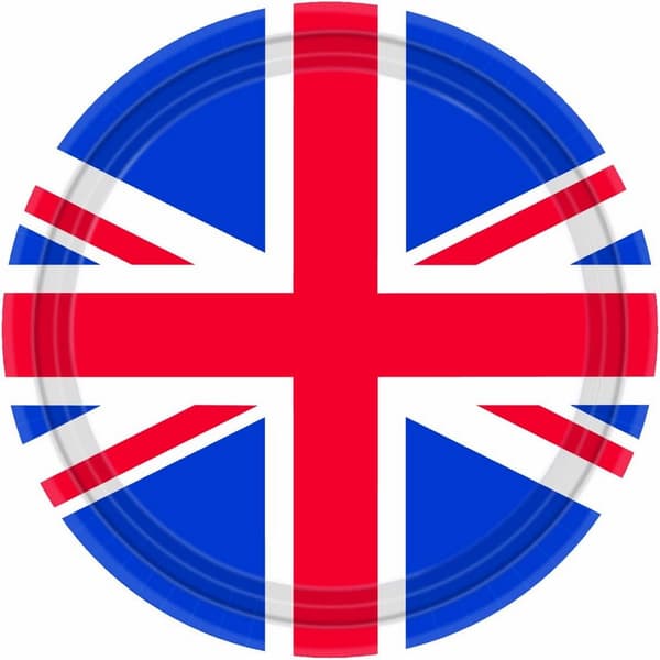 Amscan Best Of British Union Jack Party Plates (Pack of 8) Blue/Red/White One Size