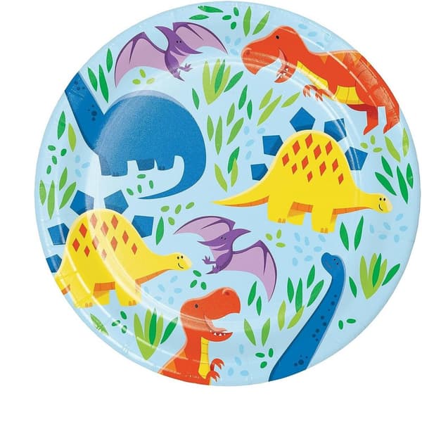 Creative Party Dinosaur Dessert Plate (Pack of 8) Multicoloured One Size