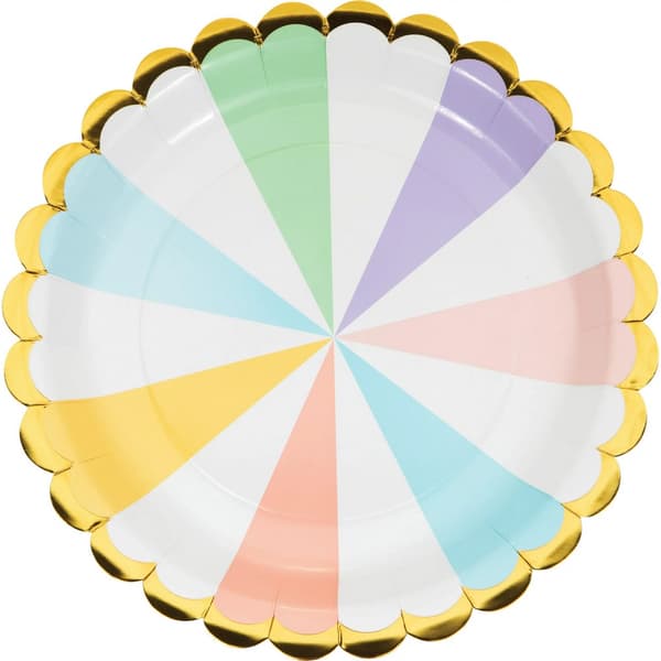 Creative Party Paper Scalloped Dinner Plate (Pack of 8) Pastel One Size
