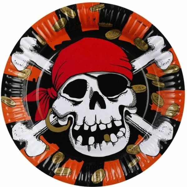 Amscan Paper Jolly Roger Plate (Pack of 8) Red/White/Black One Size