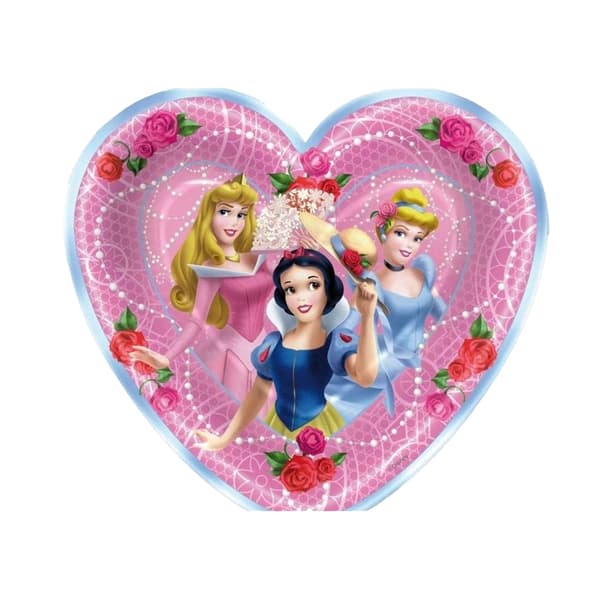 Disney Princess Partytallrikar med pappershjärtan (8-pack) Pink/Blue/Red One Size