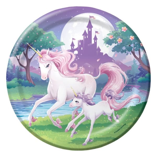 Creative Party Paper Unicorn Plate (Pack of 8) Multicoloured One Size