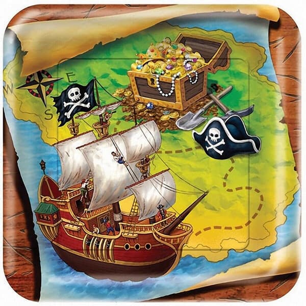 Creative Converting Buried Treasure Paper Square Dinner Plate (Pack of 8) Multicoloured One Size