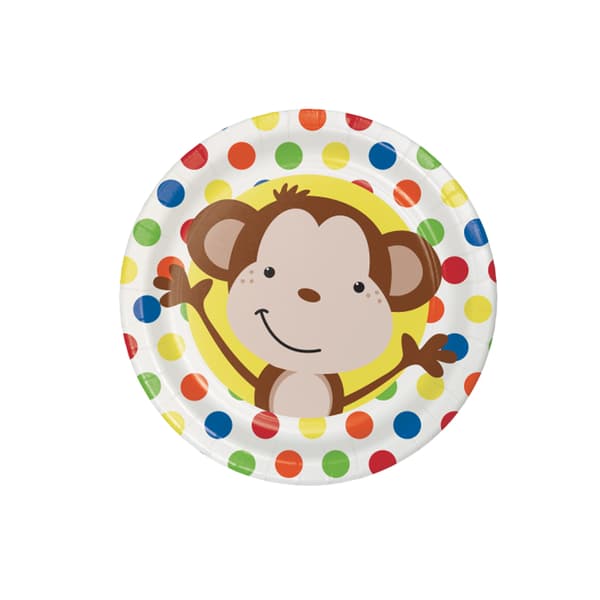 Creative Party Fun Paper Monkey Disposable Plates Multicoloured One Size