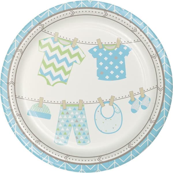 Creative Party Bundle Of Joy Paper Baby Shower Dinner Plate (Pack of 8) White/Blue One Size