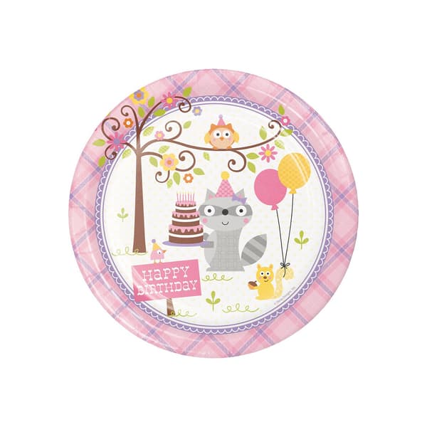 Creative Party Happi Woodland Paper Dinner Plate (Pack of 8) Multicoloured One Size