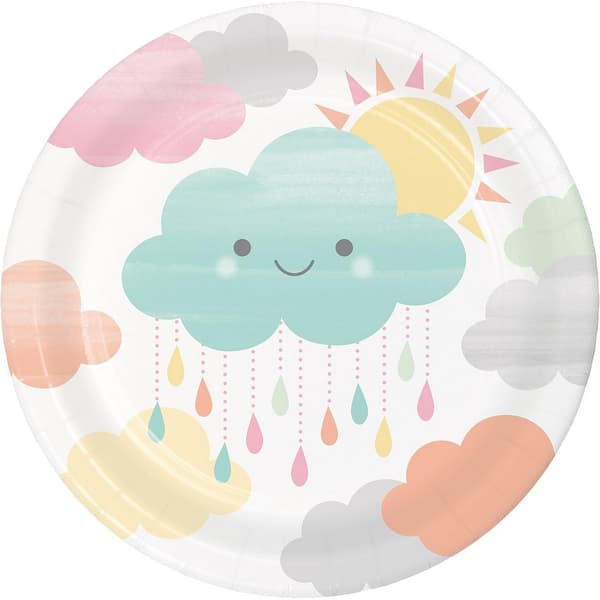 Creative Party Paper Sun & Clouds Baby Shower Party Plates (Pack of 8) Multicoloured One Size