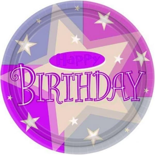Amscan Paper Shimmer Party Plates (Pack of 8) Pink One Size