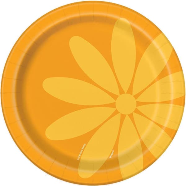Unique Party Flower Summer Dessert Plate (Pack of 8) Yellow One Size