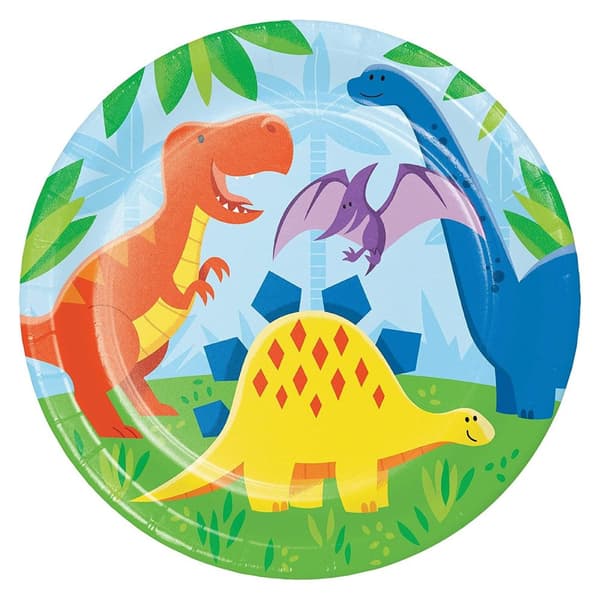 Creative Party Paper Dinosaur Disposable Plates (Pack of 8) Multicoloured One Size