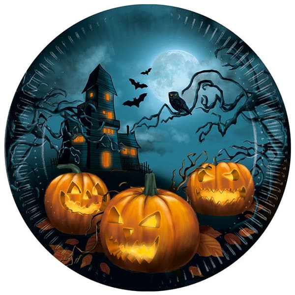Halloween Papptallerken 23 cm 8-pakning