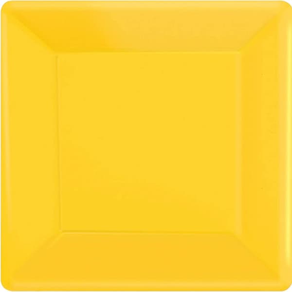 Amscan Paper Square Disposable Plates (Pack of 20) Yellow One Size