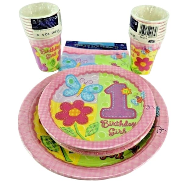 Hugs And Stitches Paper 1st Birthday Disposable Plates (Pack of 8) Multicoloured One Size