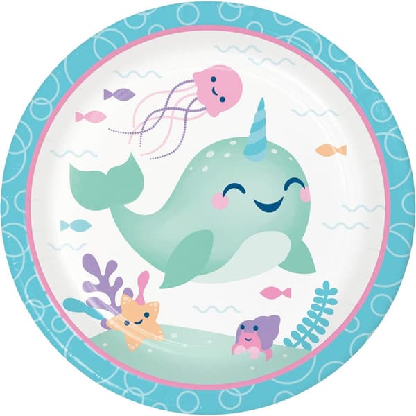 Creative Party Paper Narwhal Dinner Plate (Pack of 8)