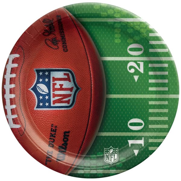 NFL FL Drive Round Disposable Plates (Pack of 8) Brown/Green One Size