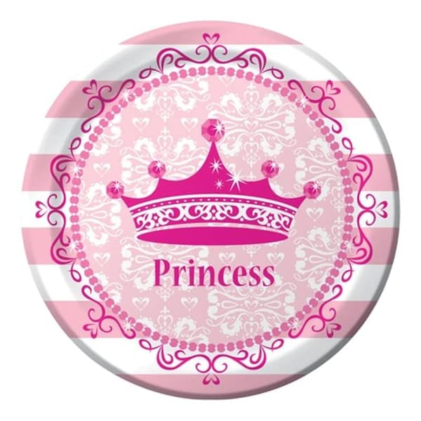 Creative Party Princess Royalty Dessert Plate (Pack of 8) Pink/White One Size