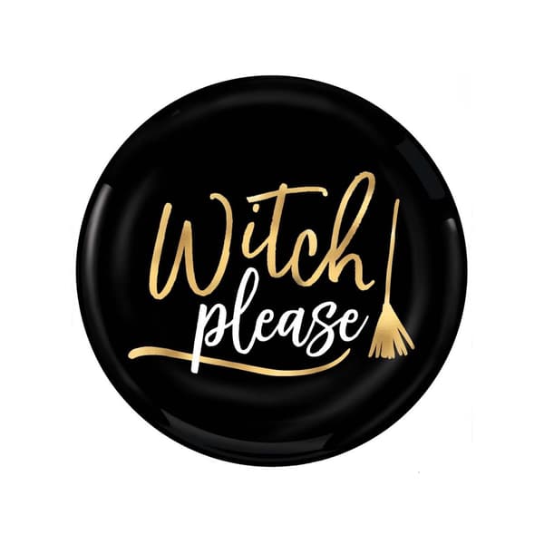 Witch Please Plastic Coupe Disposable Plates (Pack of 4) Black/Gold/White One Size