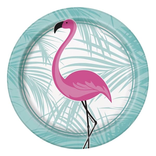 Unique Party Flamingo Disposable Plates (Pack of 8) Green/Pink One Size