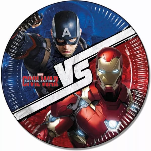 Captain America Civil War Festtallrikar (förpackning med 8 stycken) Red/Blue/White One Size