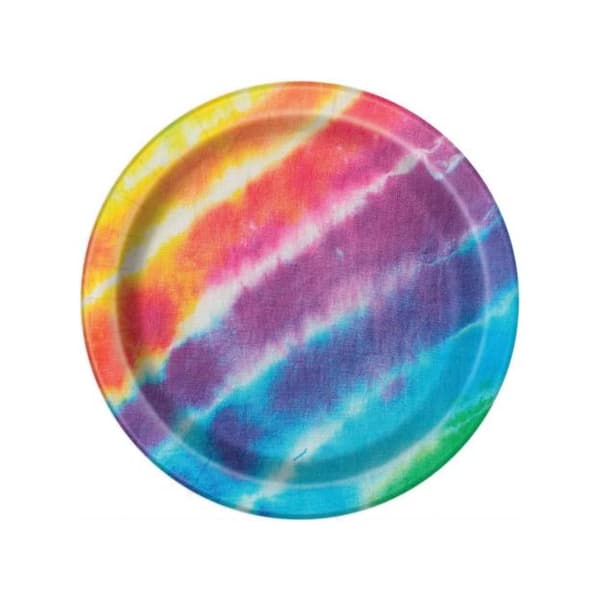 Unique Party Tie Dye Rainbow Party Plates (Pack of 8) Multicoloured One Size