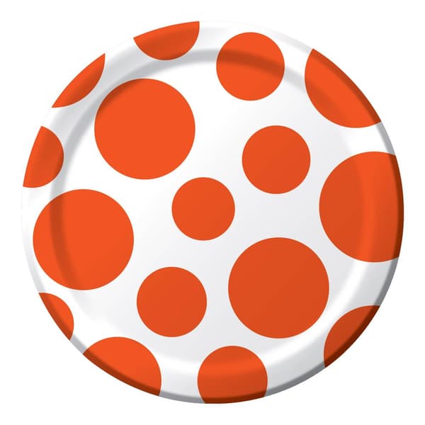 Paper Dotted Celebration Party Plates (Pack of 8) Orange/White One Size