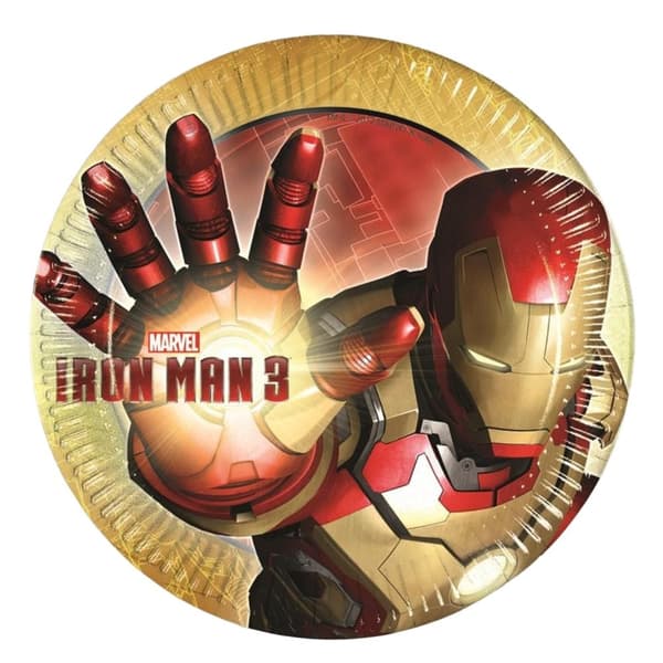 Iron Man Party Plates (Pack of 8) Red/Gold One Size